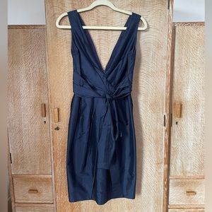 Navy Monique L’Huillier cocktail dress